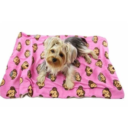 Klippo Pet KBLNK055 Silly Monkey Ultra-Plush Blanket; Pink - One Size